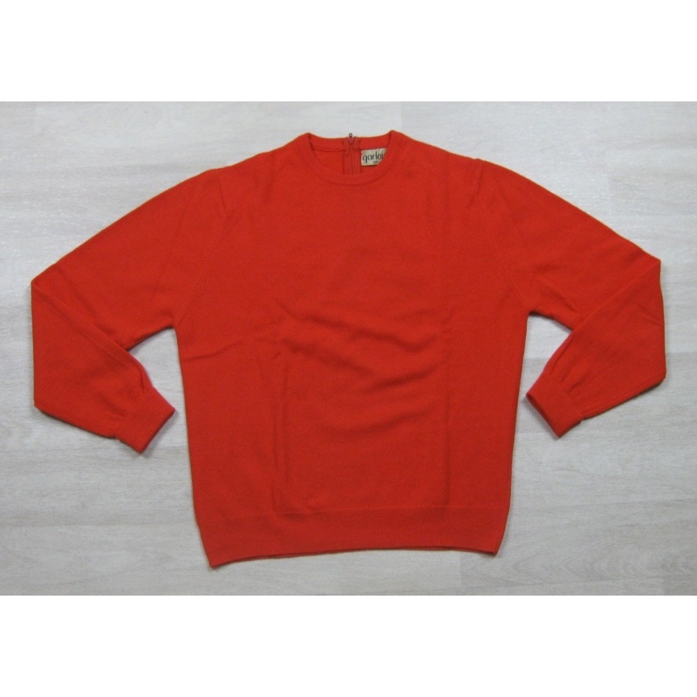 Vintage‎ 60s Garland Dreamspun Sweater Women's (M) Wool Orange Back Zip Preppy